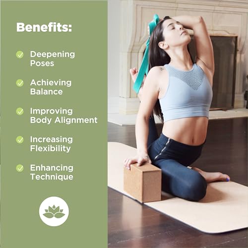 Bean Products Yoga Blocks, Standard & Large Sizes - Studio Grade, Non-Slip, Made from Eco Friendly Materials - 100% Natural Cork or Foam - Improves Stability & Alignment - Single Block or 2 Pack Sets - size: Large (4" x 6" x 9")