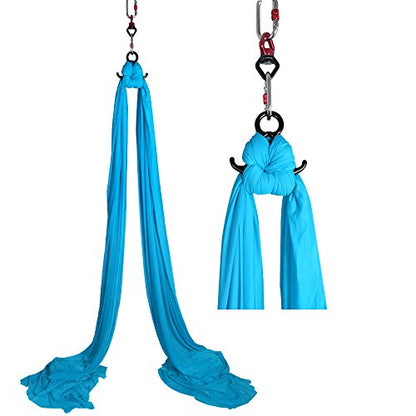 Durable Aerial Silks Starter Kit with 11-Yard Yoga Hammock & Hardware - color: Light Blue