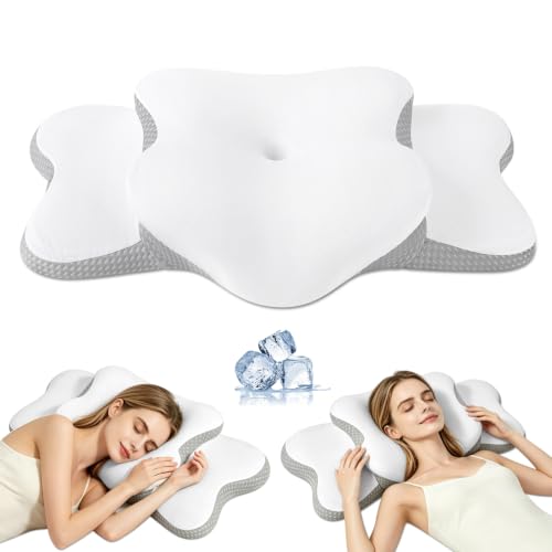 Cervical Neck Pillow for Neck Pain Relief & Side Sleeper | Ergo Pillow for Sleep Apnea, Neck Pain, and Snoring Relief | Orthopedic Memory Foam with Ergonomic Neck Support, White, Large - color: White, size: Large
