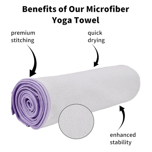 PrecisionAuto Non-Slip Microfiber Yoga Mat Towel - color: Light Purple