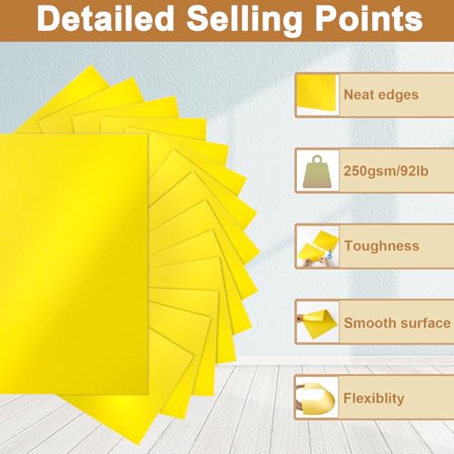 Silunkia 120 Sheets Solar Yellow Shimmer Cardstock 8.5 x 11 Paper 92lb | Premium Glossy Paper Card Stock for Cards Making, Greeting Cards, Wedding Invitations, Menus - color: Yellow, size: 120 Sheets