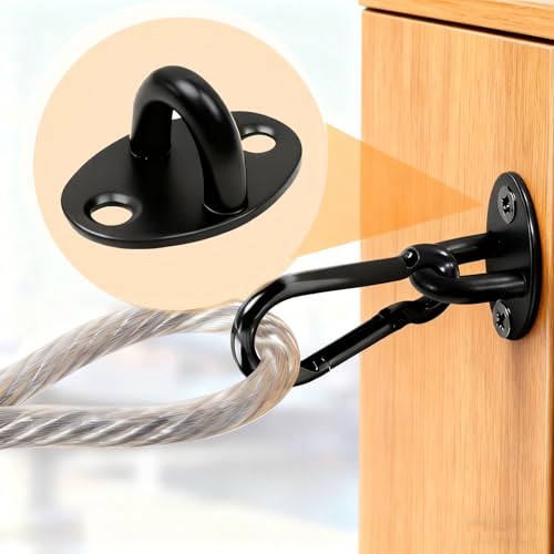 4Pcs Black Zinc Galvanized Pad Eye Hooks Porch Swing Hanging Kit - color: Black （Circle）
