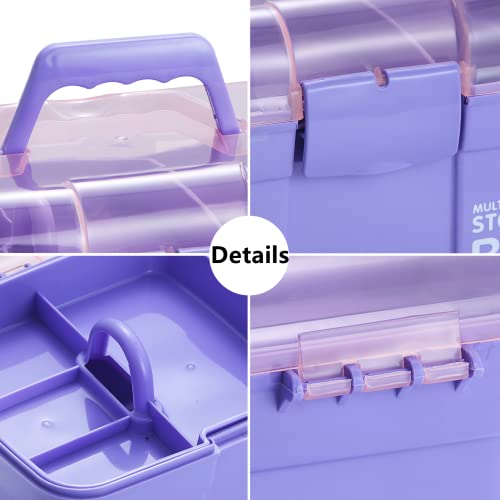 Kinsorcai 11'' Plastic Box Organizer with Removable Tray, Sewing Box Organizer (Purple) - color: Purple