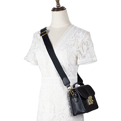 Allzedream Purse Straps Replacement Crossbody Bags Handbag Wide Canvas Leather Adjustable - color: Black, Gold Hardware