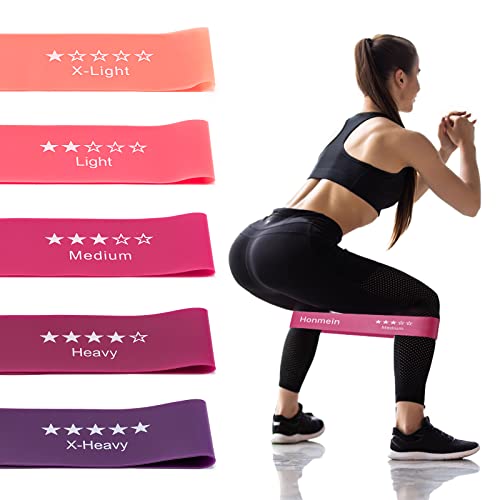 Resistance Bands for Working Out,Exercise Bands with 5 Resistance Levels - color: Pink