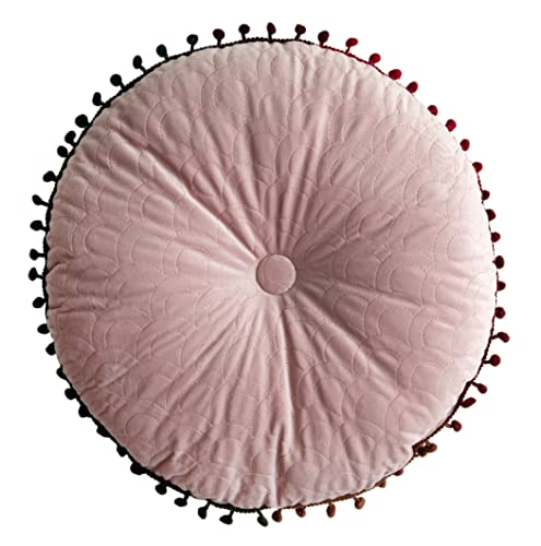 Round Throw Pillow Thickened Seat Cushion Sofa Cushion Meditation Pillow Living Room Window Balcony Decoration Pillow (15.7in, Pink) - color: Pink, size: 15.7in