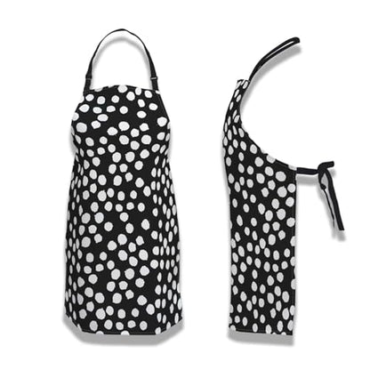 Kitchen Apron for Women Black and White Polka Dot Kitchen Aprons for Men for Cooking Restaurant BBQ Painting Crafting Gardening 27” (W) x 31” (H), Waterproof Aprons - color: Polka Dot