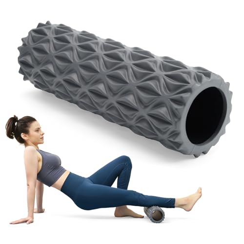 Foam Roller, 15 inch High Density Massage Roller for Exercise - color: Gray