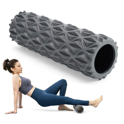 Foam Roller, 15 inch High Density Massage Roller for Exercise - color: Gray