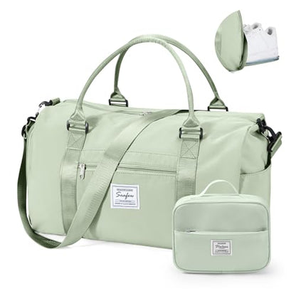 Gym Bag Womens with Shoes Compartment Travel Duffel Bag Grass Green - color: B18-Grass Green+Toiletry Bag