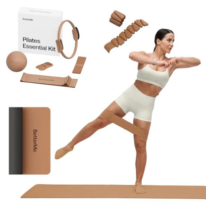 BetterMe Pilates Essential Kit with Pro Yoga Mat and Adjustable Weight Bands - Pilates Ring, Resistance Bands, Pilates Ball, Grip Socks, Non-Slip Yoga Mat, Ankle Weights & Wrist Weights