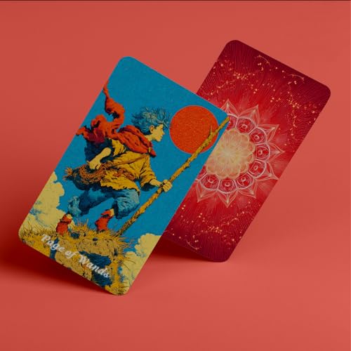 sishui Tarot Deck Unique, 80 Flame Tarot Cards with Guidebook, Summer Blaze Tarot for Beginners and Experienced Readers, 400 GSM Gold-Gilded Premium Deck, Divination and Spiritual Growth Tool - color: Red, Orange, and Gold