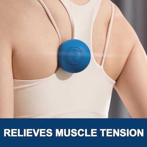 Massage Lacrosse Ball, 2.5 Inch Firm Solid Rubber Deep Tissue Ball for Myofascial Release, Plantar Fasciitis & Muscle Knot Relief, for Foot, Glutes, Shoulder Blades, Calves, 1 Count Blue - color: Solid Blue