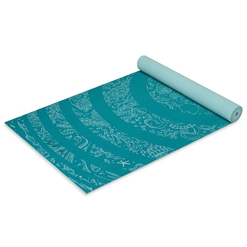 Gaiam Yoga Mat Classic Print, 4mm Non-Slip Mat | Lightweight 4mm print yoga mat with non-slip grip. Ideal for yoga, Pilates & floor workouts at home or studio. - color: Under the Sea
