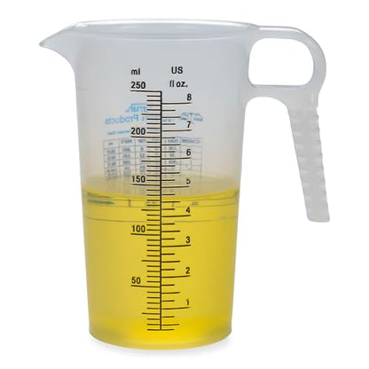 8oz 1 Cup Measure Pitcher with Convenient Conversion Chart– Food Grade - Great for Cooking, Home Hobbies, Aquariums, Pet Additives, Medical and Lab Chemicals with High Chemical Resistance by Turnah - size: 8 oz