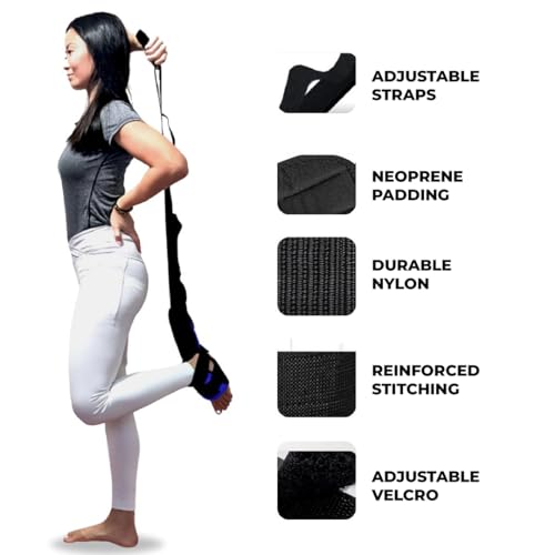 Foot and Calf Stretcher - Stretching Strap for Plantar Fasciitis, Achilles Tendonitis, Heel Spurs, Foot Drop, & Hamstring, Versatile Stretch Strap Used as Leg stretcher, Hamstring Stretcher and Foot Stretcher - color: Blue