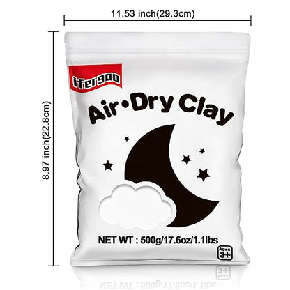 ifergoo 500g White Air Dry Clay, 1.1LBS DIY Creative Modeling Clay for Kids | Refill Foam Magic Clay for School Art & Craft Project, Slime Supplies, Ultra-light & Soft, Gift for Age 3-12 Boys & Girls - color: White/500g