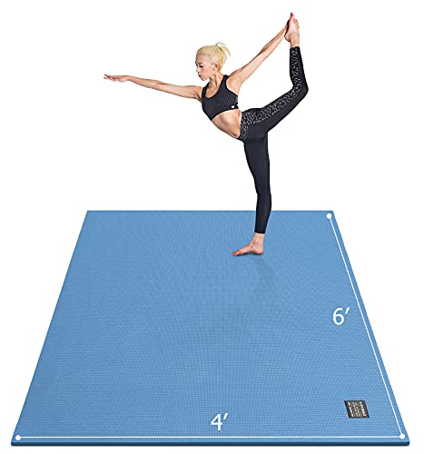 GXMMAT Large Yoga Mat 6'x4'/6'x6'(7mm) & 7'x5'(9mm) - color: Blue Sky, size: 6*4 FT