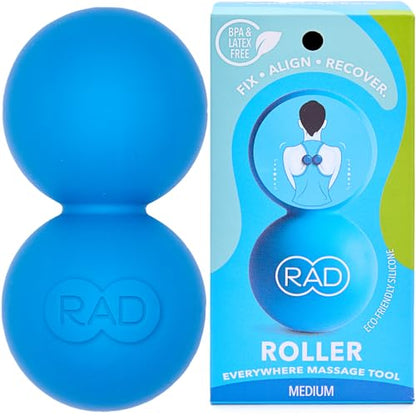 RAD Original Peanut Massage Ball – Medium Density Yoga Deep Tissue Roller Ball – Myofascial Release for Back, Neck, Feet, Psoas & Spine – Suboccipital & Thoracic Trigger Point Therapy - style: Medium Density