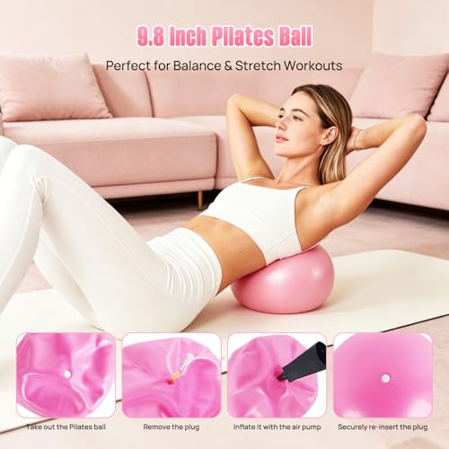 15-in-1 Pilates Kit for Women - Home Pilates Workout Kit with Pilates Ring, Yoga Ball, Exercise Bands, Sliders, Socks & Bag - Pilates Essentials Kit for Home Workouts, Pilates Sets for Women