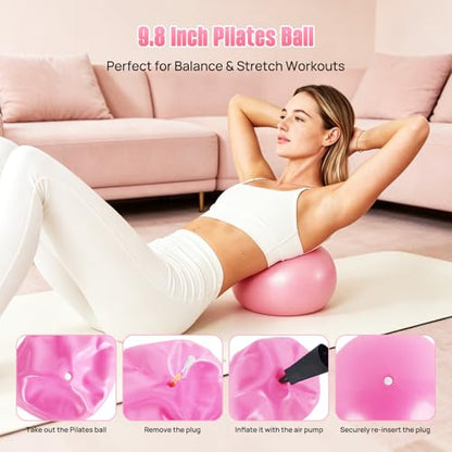 15-in-1 Pilates Kit for Women - Home Pilates Workout Kit with Pilates Ring, Yoga Ball, Exercise Bands, Sliders, Socks & Bag - Pilates Essentials Kit for Home Workouts, Pilates Sets for Women