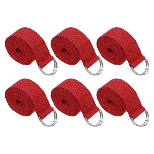 PATIKIL Yoga Strap for Stretching Cotton Yoga Belt with Adjustable Metal D-Ring Buckle Stretch Bands for Fitness Pilates - color: Red, size: 8 Feet
