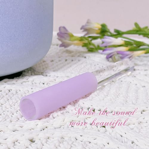 Singing Bowl Mallet Clear Solid Acrylic Base Rubber Striker Mallet for Playing Quartz Crystal Singing Bowls with Bundle Pocket(Purple) - color: Purple