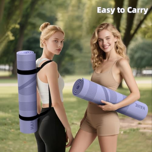 Yoga Mat High Density Exercise Mat, 76"x32"x0.27"Thick Wide & Large Yoga Mat for Women Men, Professional POE Workout Mat for Yoga, Pilates, Fitness & Stretching - color: Lavender Purple