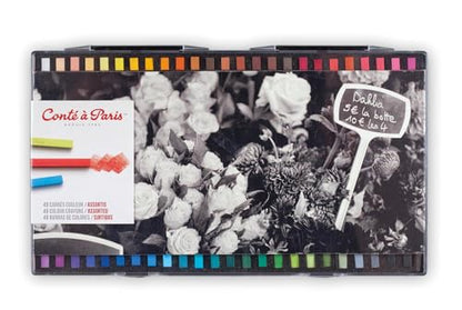 Conté à Paris Conte Carres Crayons - 48 Assorted Colours | Rich Pigmentation, Smooth Blending & Layering, Vibrant Hues, Sketching, Shading, Illustration, Mixed Media Artwork - style: 48 Count - Assorted