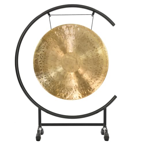 16" Chinese Gongs on High C Stand - Includes Gong, Mallet & Gong Stand/Easy to Assemble Metal Stand/Great for Small Spaces - size: 16" Heng Gong
