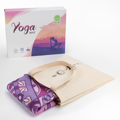 Travel Suede Yoga Mat 1.5mm Thick Non Slip Foldable Lightweigh Sweat Absorbent Exercise Mat for Hot Yoga Pilates Home Gym Outdoor, 72"L x 24"W, 3 lbs - color: Purple