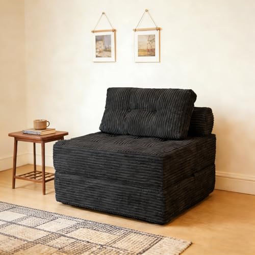 Sectional Cloud Couches, Folding Sofa Bed with Pillow, Futon Floor Couch | Versatile Convertible Sleeper Chair, Boneless Chaise Lounge, Fold Out Chair Bed for Living Room, Dark Grey - color: Dark Grey, size: 1-Seater