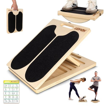 Slant Board Calf Stretching, 300 LBS Capacity Portable Wooden Incline Board