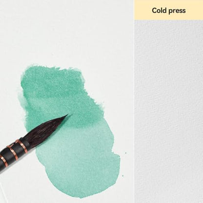 LIGHTWISH Watercolor Pad - A5 20 Sheets 100% Cotton 300GSM Cold Press Paper | Detachable with Backing Board | All-in-One Travel Watercolor Journal with Brush Holders & Storage Pockets - color: Brownish yellow