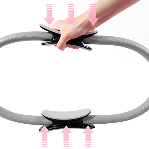 Yoga Ring, Pilates Circle for Home Gym Exercises Strengthens Core Muscles Fitness Ring for All Levels and Lie Positions(Grey)