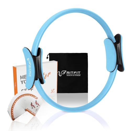 RitFit Pilates Ring 14 Inch Magic Fitness Circle for Inner Thigh Toning | Bonus Workout Guide & Storage Bag Included, Lightweight & Portable, Pilates Yoga Full Body Toning - style: Blue
