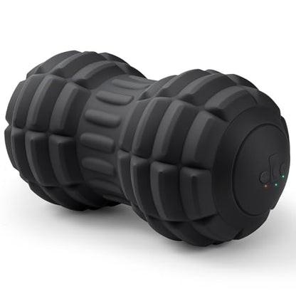 Vibrating Peanut Massage Ball for Plantar Fasciitis, 4-Speed Portable Massage Roller for Foot, Neck, Back, and Body - Deep Tissue Myofascial Release Mobility Ball Muscle Relaxer (Black) - color: Black