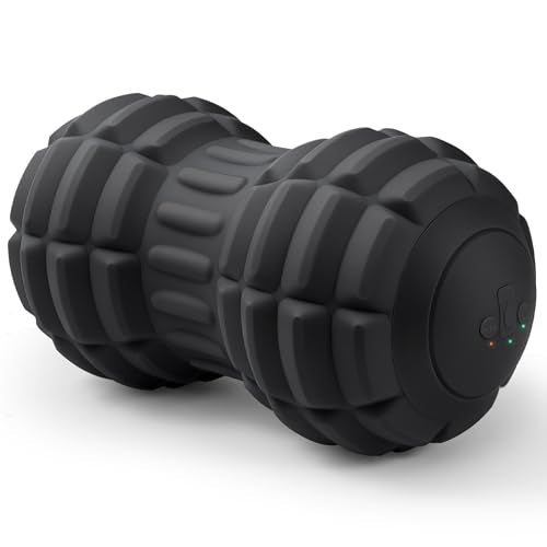 Vibrating Peanut Massage Ball for Plantar Fasciitis, 4-Speed Portable Massage Roller for Foot, Neck, Back, and Body - Deep Tissue Myofascial Release Mobility Ball Muscle Relaxer (Black) - color: Black
