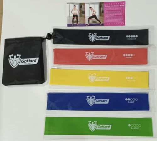 Resistance Loop Exercise Bands with Instruction Guide and Carry Bag, Set of 5