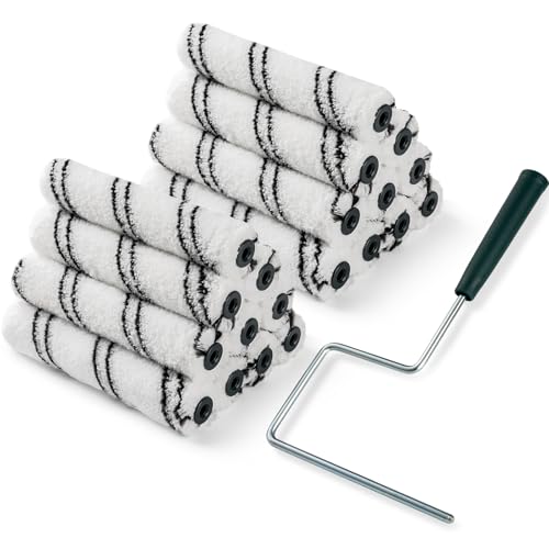 Paint Roller Covers, 20 Pack, 6 Inch, 3/8 Inch Nap | 6 Inch Microfiber Roller Sleeves, Anti-Rust Metal Frame Included, Ideal for Wall & Furniture Painting - size: 6 inch paint roller 20 pack