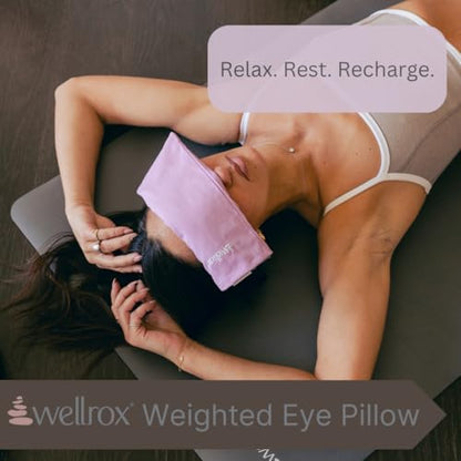 Wellrox Weighted Eye Pillow - Flaxseeds & Lavender Eye Pillow Weighted for Restorative Yoga, Meditation & Stress Relief (Lavender, Scented) - color: Lavender