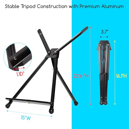 MEEDEN Tabletop Easels, Metal Easel Stand for Painting & Display, Aluminum Desktop Art Painting Easel, Foldable Portable Paint Easel Tripod Stand for Canvas, Paintings, Photos, Books, Signs - size: 1-Pack
