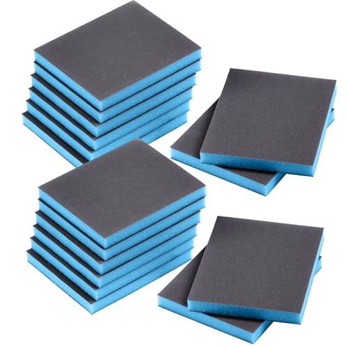16Pcs 320 Grit Sanding Sponge, Jamiikury Sanding Blocks Washable and Reusable, Wet Dry Sandpaper Sponge for Wood Metal Furniture Paint and Drywall - size: 320 Grits