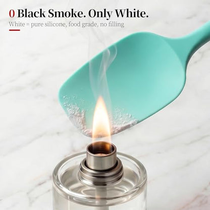 600ºF Heat Resistant Silicone Spatula Spoonula Set of 2, Aqua Sky | High Heat Food Safe Kitchen Use Scraper for Cooking Baking Mixing Scraping Stirring Cake Nonstick Cookware Pan Bowl - color: Aqua Sky, size: Large/Spoon Spatula - 2pcs