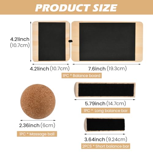 Ankle Balance Board with Massage Ball, Foot Strengthener Trainer | Wooden Balance Board, Foot Massage Ball, Non-Slip Design, Beginner-Friendly, For Ankle Strength Training