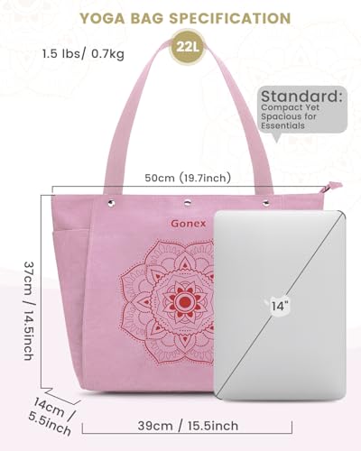 Gonex Yoga Mat Bag For Women Canvas Tote Pilates Gym Bag With Mat Carrier - color: Pink, size: Classic (15.5×5.5×14.5inch)