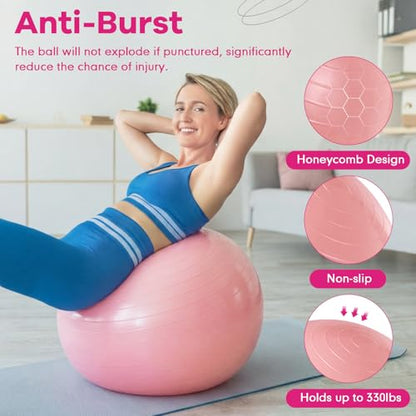 Leyndo 4 Pcs 26 Inch Yoga Exercise Ball Pilates - color: Light Pink