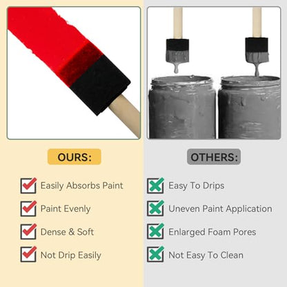 18 Pcs Foam Paint Brushes, 2 Inch Sponge Paint Brush, Wood Handle Sponge Foam Brush for Painting, Staining, Varnish, Craft, Touch Up - size: 18 Packs 2 inch