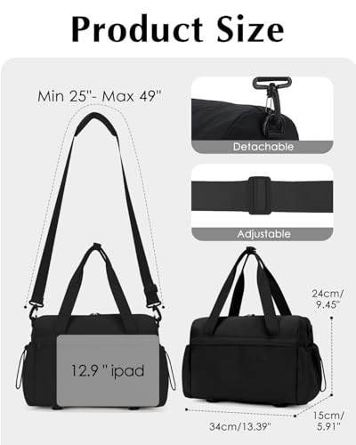 Small Gym Bag, Mini Gym Bag with Yoga Mat Holder & Wet Compartment, Black - color: Puffer Black
