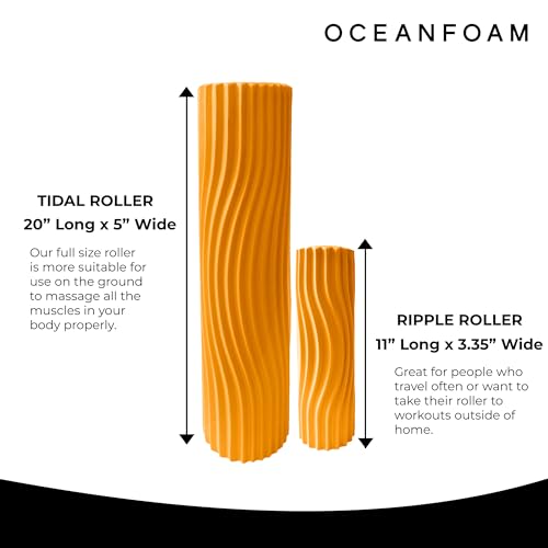 Oceanfoam Tidal Roller - Gold - Muscle Massage Foam Roller for Back Pain & Stretching - Firm and Ergonomic Wide Wave Textured - Yoga, Athletics, & Wellness - Full Size, 20" x 5" - color: Gold